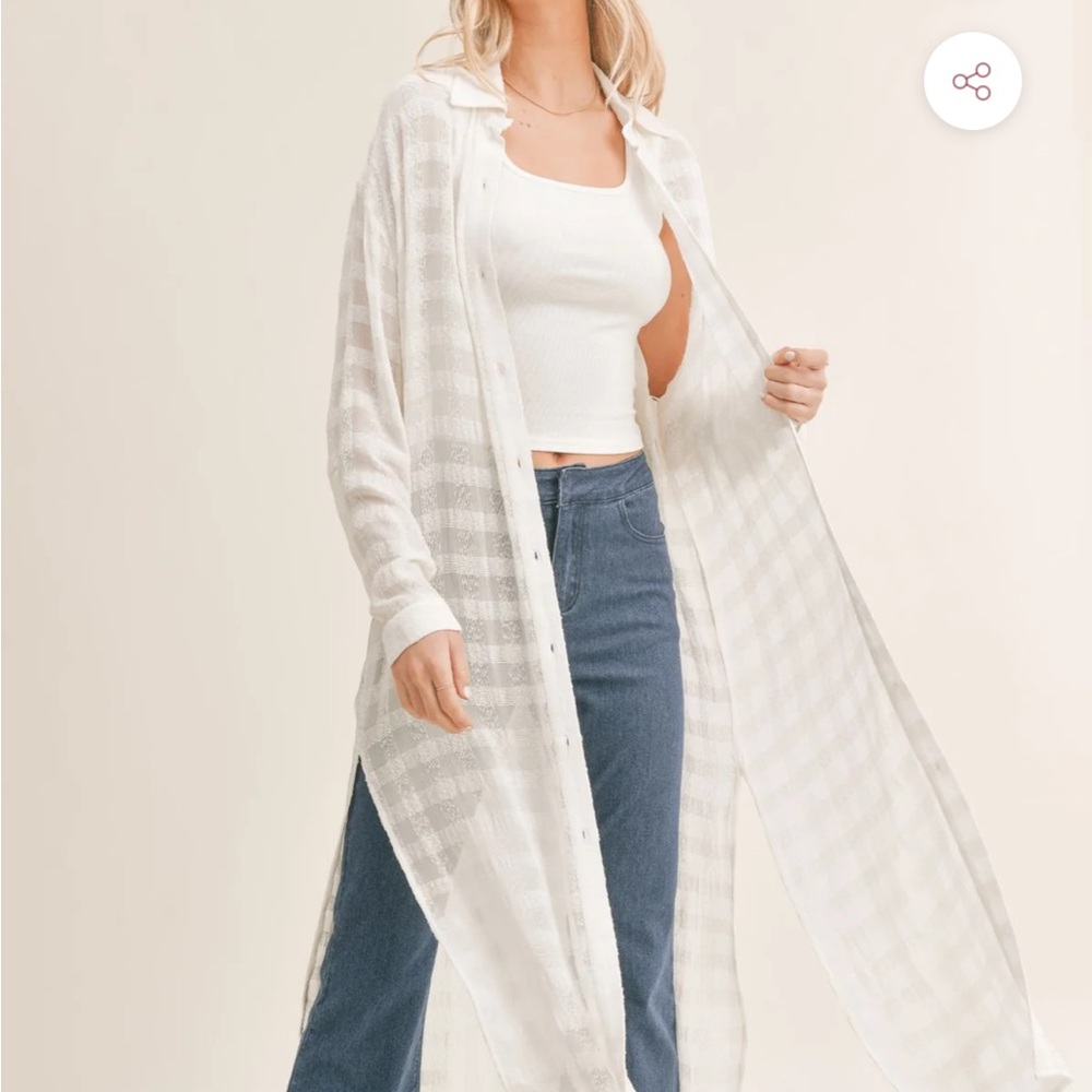 Sadie&Sage White Sheer Long Duster